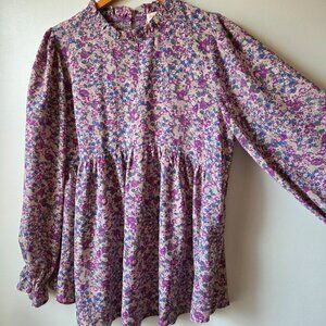 EUC LIKE NEW HAILEY & CO. DITSY FLORAL RUFFLED BABYDOLL LONGSLEEVES TOP SIZE L